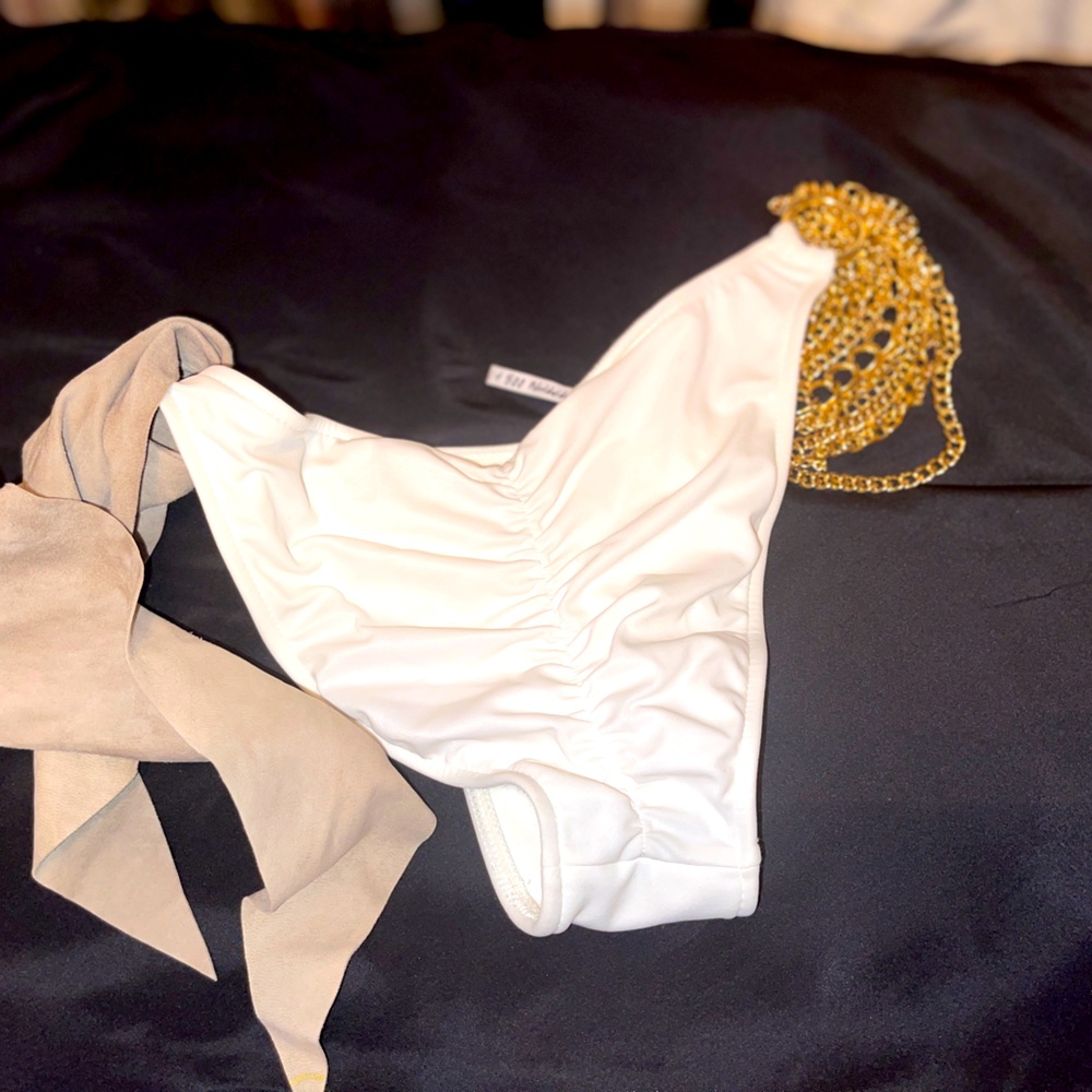 Beach Bunny White Bikini Bottom with Gold Chain Accent - Picture 2 of 2